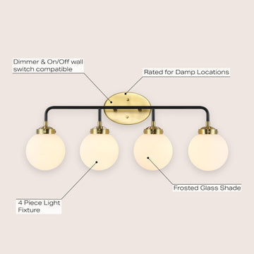Caleb Brass Vanity Wall Sconce Frosted